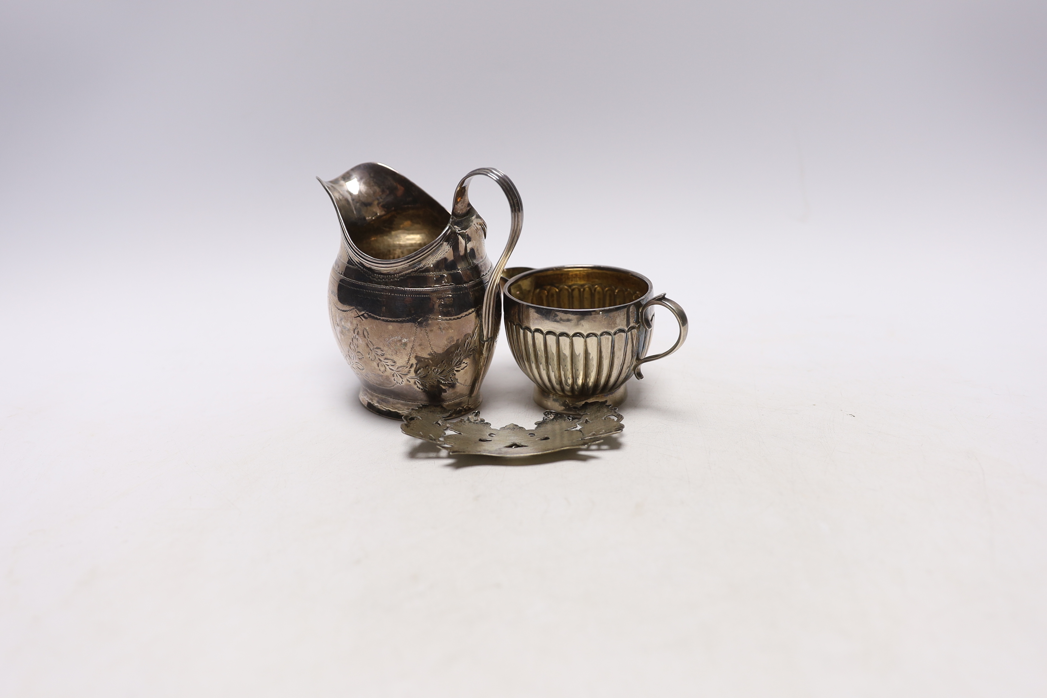 A George III silver helmet shaped cream jug, London, 1799 (a.f.), a Victorian silver cream jug by - Image 4 of 5