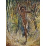 Ashash Booth, oil on board, Study of an Aborigine figure, signed, 50 x 40cm