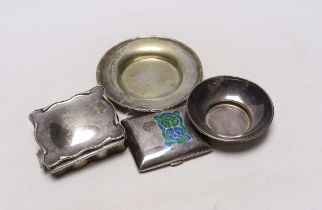 A Liberty & Company enamelled silver cigarette case, Birmingham, 1906, 83mm a small silver trinket
