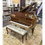 An Erard Louis XVI style mahogany and ormolu mounted boudoir grand piano, c1910 (ivory keys), length