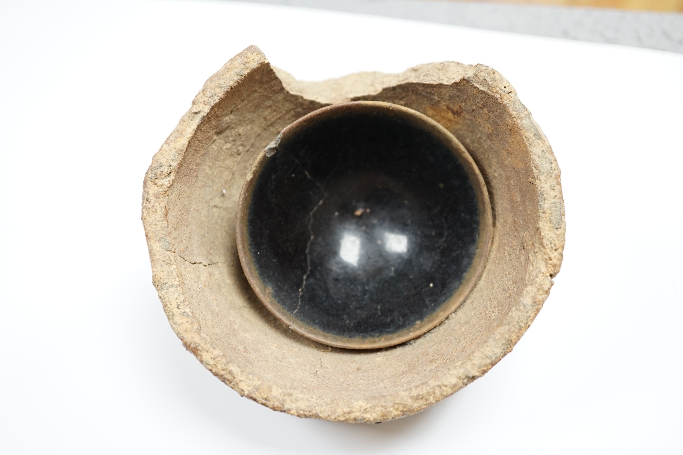 A Chinese Jian ware bowl and waster, Song dynasty, 15cm diameter - Image 2 of 3