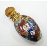A rare Venetian scent bottle by Francini with inset portrait canes and gilt metal mount, 7.5cm high