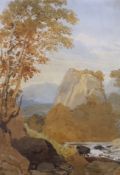 George Barrett Jnr. OWS (1767-1842), watercolour, Mountainous landscape, unsigned, Abbott & Holder