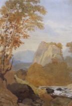 George Barrett Jnr. OWS (1767-1842), watercolour, Mountainous landscape, unsigned, Abbott & Holder