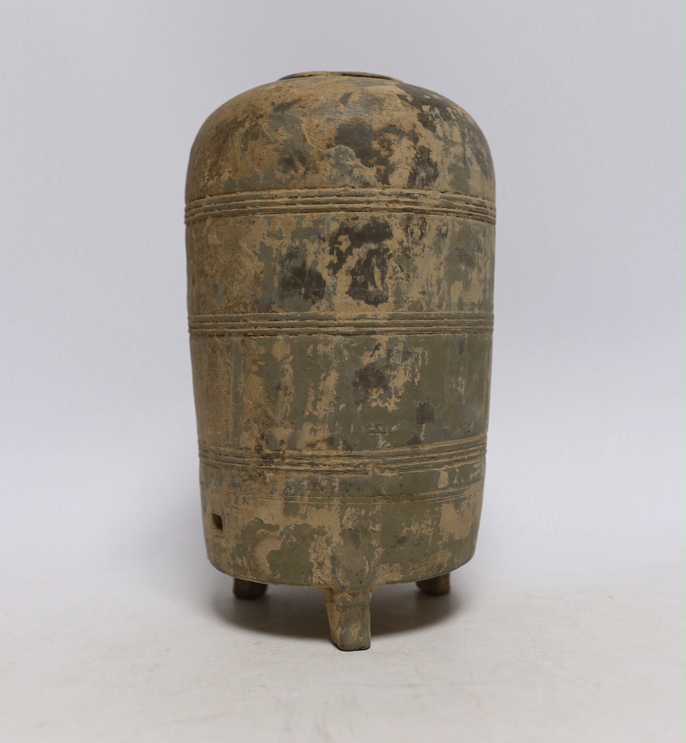 A Chinese grey pottery granary jar, Han dynasty, 22cm high
