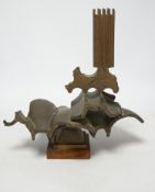 Geoffrey Dudley (1918-1986), bronze, 'Staffordshire Pit Head', 30cm