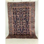 A Kashan blue ground carpet, 290 x 195cm
