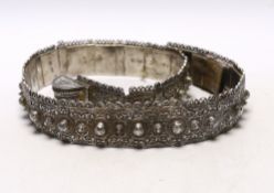An early 20th century Russian 84 zolotnik belt, with raised conical and domed stud decoration, 79.