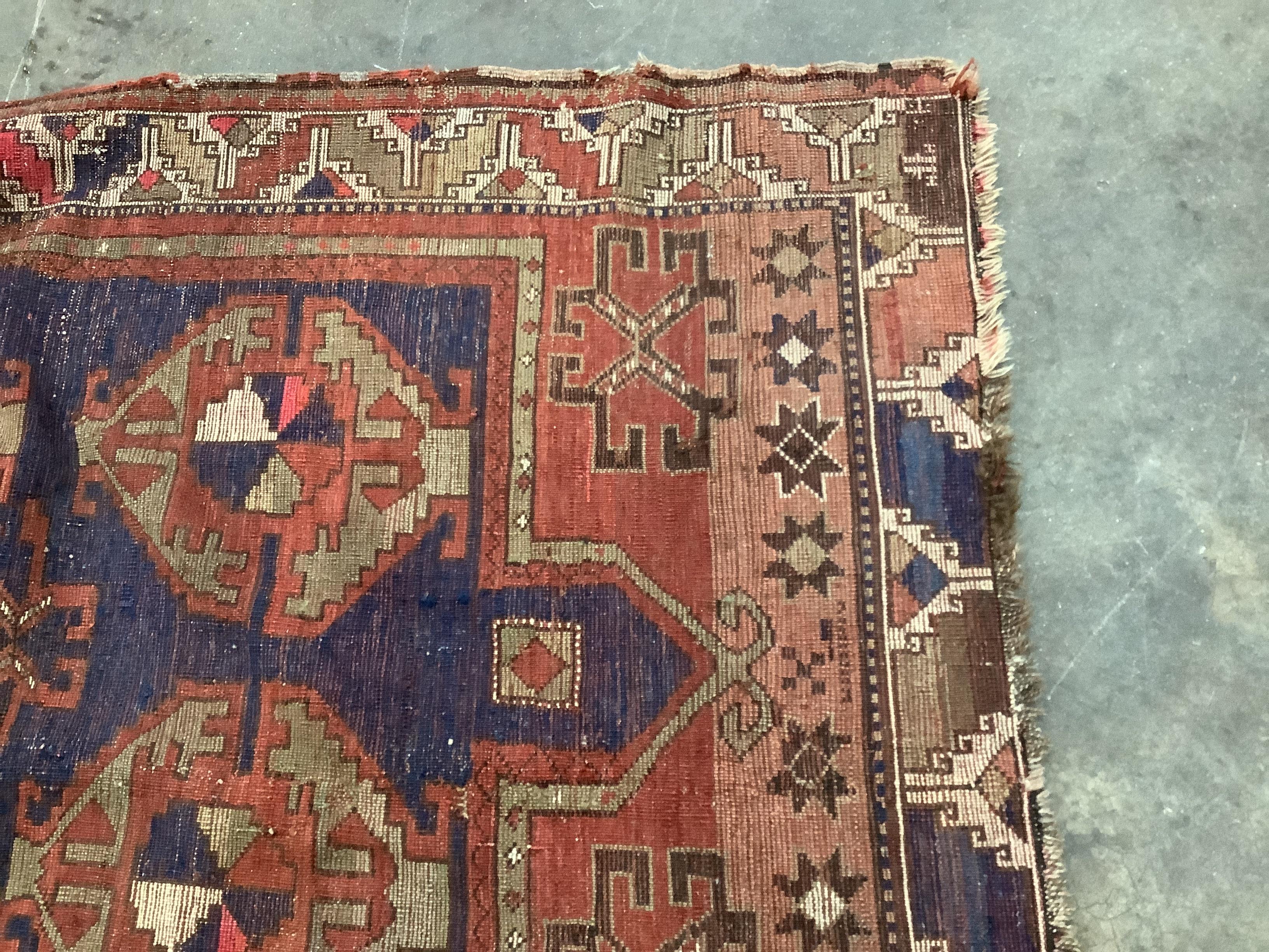 An antique Caucasian blue ground rug, 160 x 115cm - Image 4 of 4