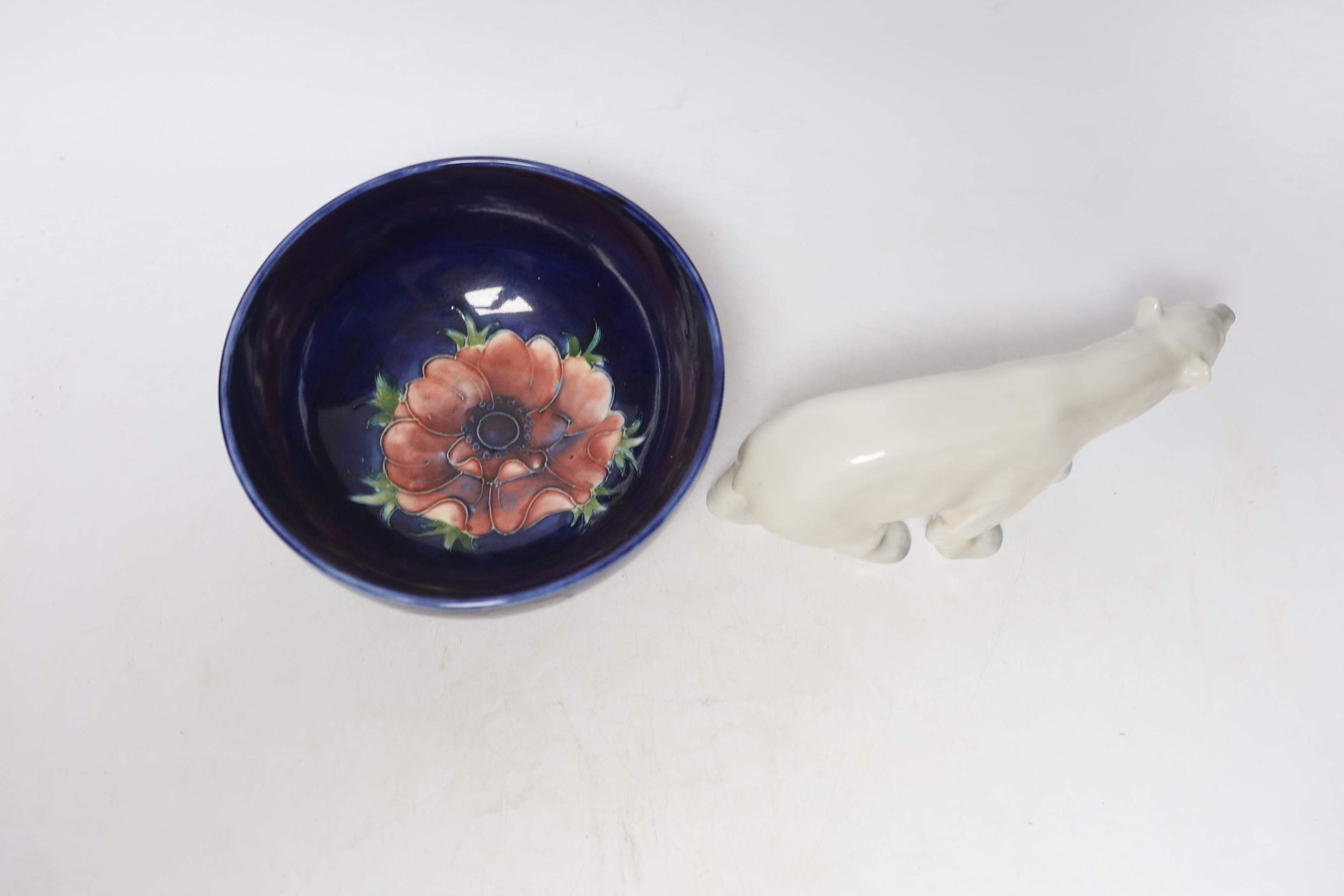 A Moorcroft anemone bowl and a Copenhagen polar bear, Moorcroft bowl 16cm diameter - Image 3 of 4