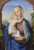 Mid 19th century Italian oil on canvas, Madonna and child, indistinctly signed and dated 1839