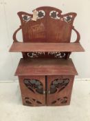 An Art Nouveau style painted wall cabinet, width 60cm, depth 26cm, height 86cm together with a