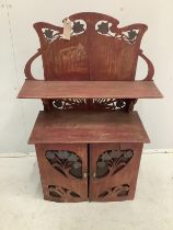 An Art Nouveau style painted wall cabinet, width 60cm, depth 26cm, height 86cm together with a