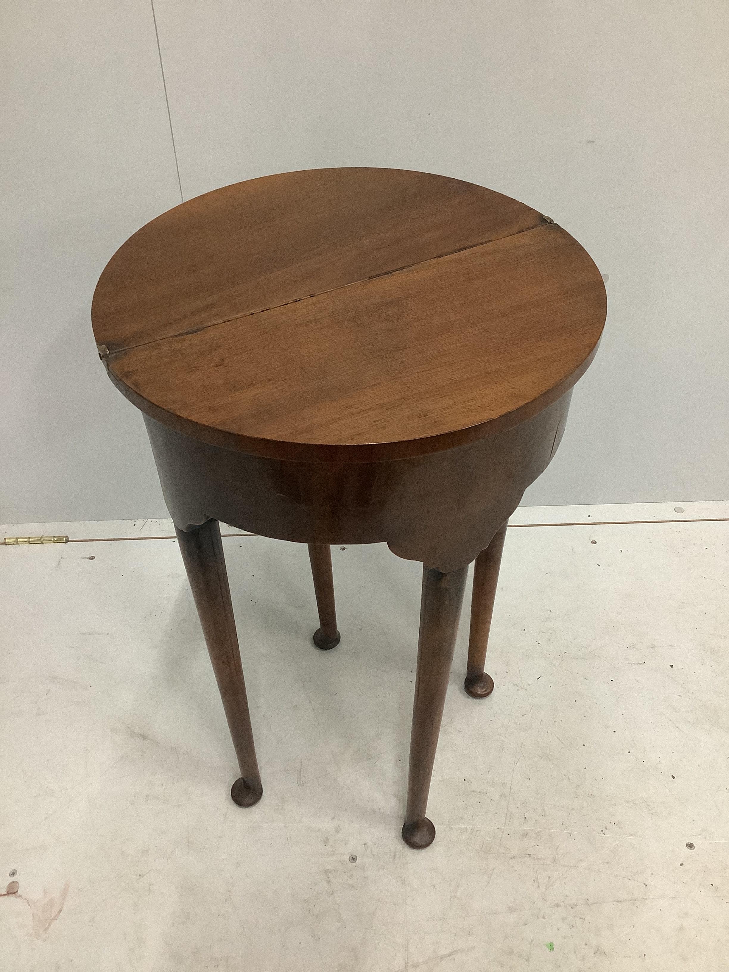 A small reproduction George III style circular topped mahogany D shaped folding table, diameter - Image 2 of 2
