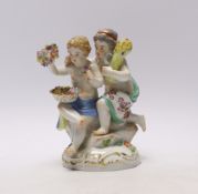 A Meissen flower group, emblematic of the seasons, 20th century, 14.5cm high