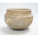 A Chinese grey pottery bowl, probably Warring States, 19cm diameter