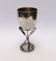 A late 19th century Chinese sterling presentation 'Hong Kong Regatta' rowing trophy goblet, with