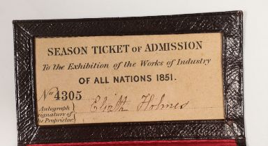 Great Exhibition 1851- a leather slip cased ‘season ticket of admission to the Exhibition of the