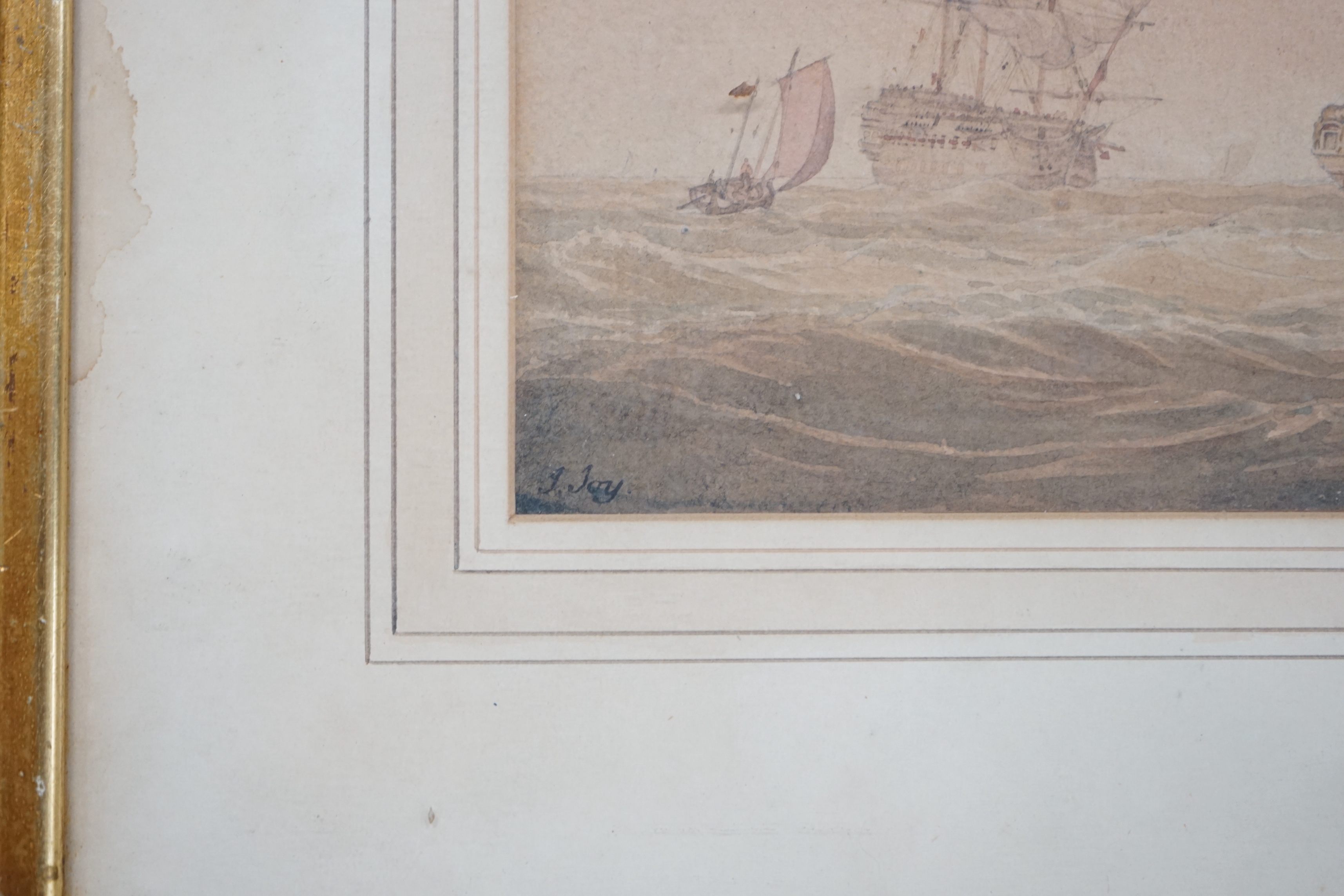 John Cantiloe Joy (1806-1866), watercolour, Shipping at sea, signed, 21 x 29cm - Image 5 of 5