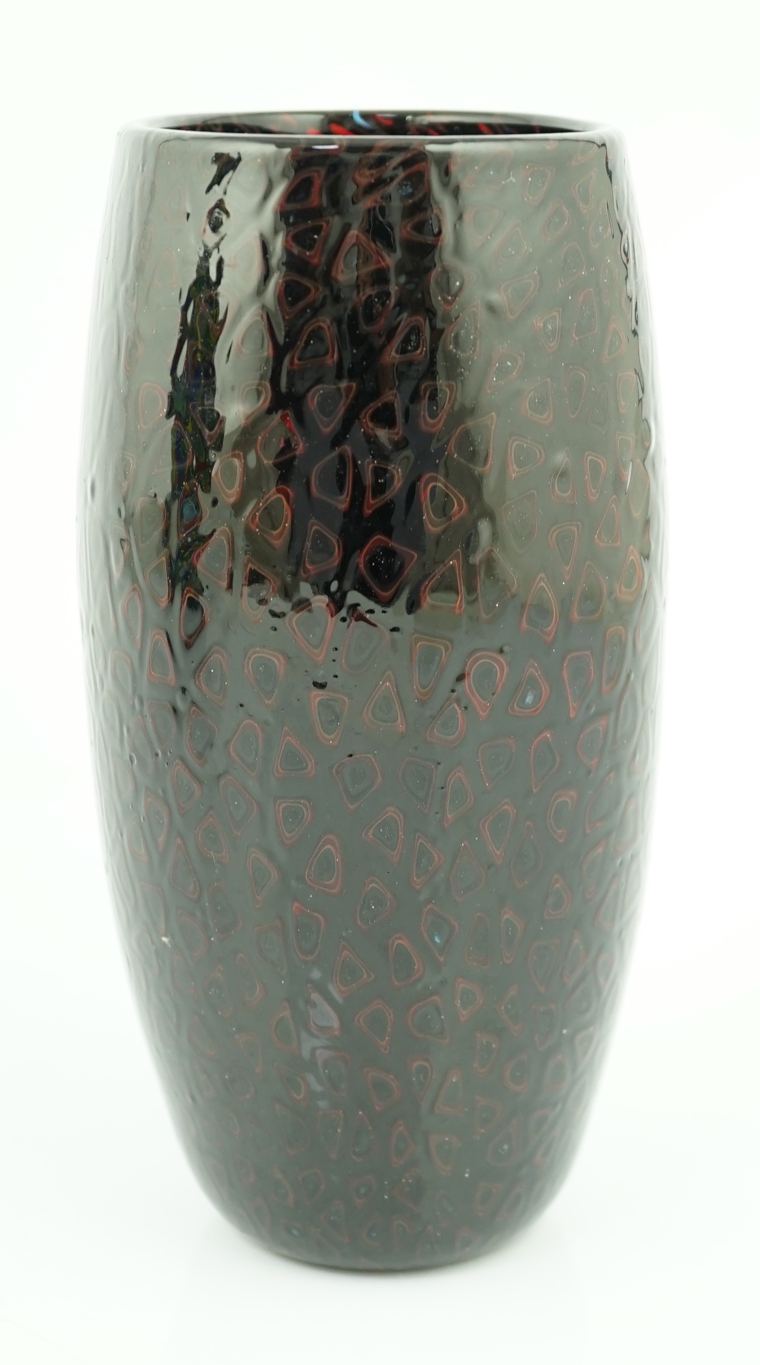 ** ** Vittorio Ferro (1932-2012) A Murano glass Murrine vase, in dark red and blue, unsigned, 24. - Image 2 of 5
