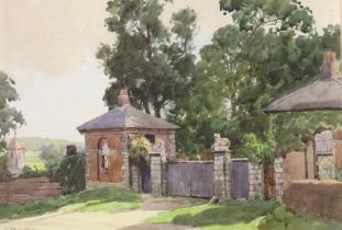 William Tatton Winter RBA (1855-1928), watercolour, 'Lodge gates at Addington, Surrey', signed