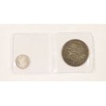 U.S. coins, 5 cents (Liberty Cap half dime) 1829, EF and a Columbian half dollar, 1893 (2)