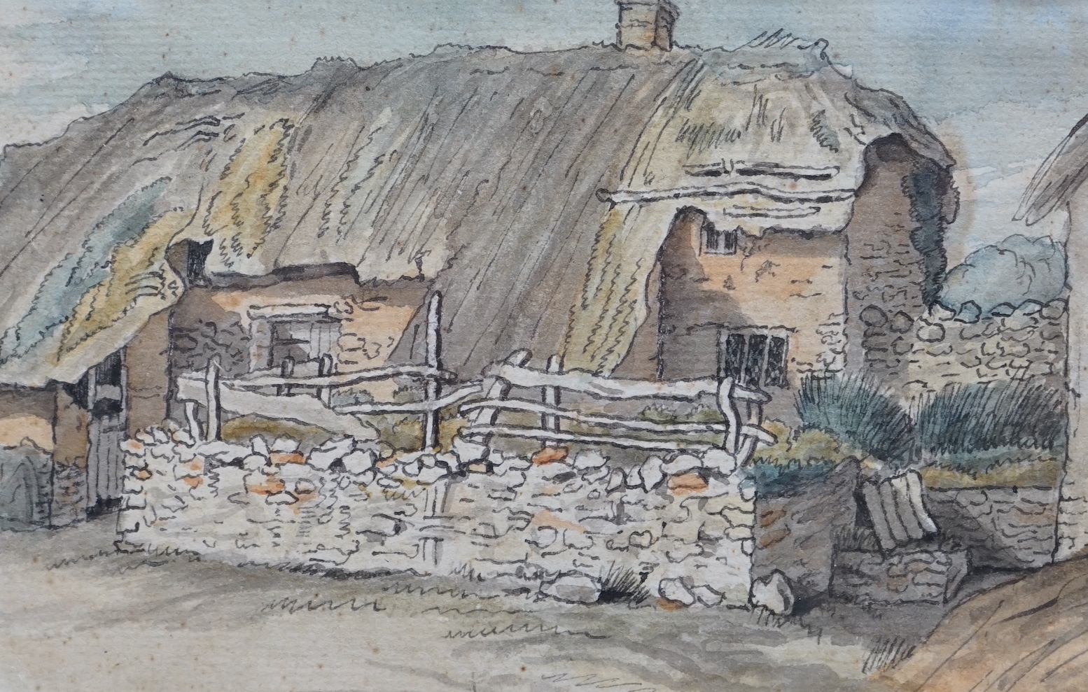 Arthur Abbott (1804-1843), pen and watercolour, ‘A Devon Cottage’, initialled, together with - Image 3 of 3