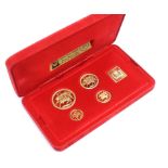 Gold coins - Isle of Man proof gold coin set, comprising half sovereign, sovereign, £2 and £5 coins,