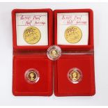 British gold coins - Two Royal Mint QEII Gold Proof Half Sovereigns, both 1980, both with case of