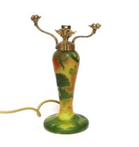 An Art Nouveau cameo glass lamp base by J. Michael, Paris, gilt metal mounted, 27cm high including