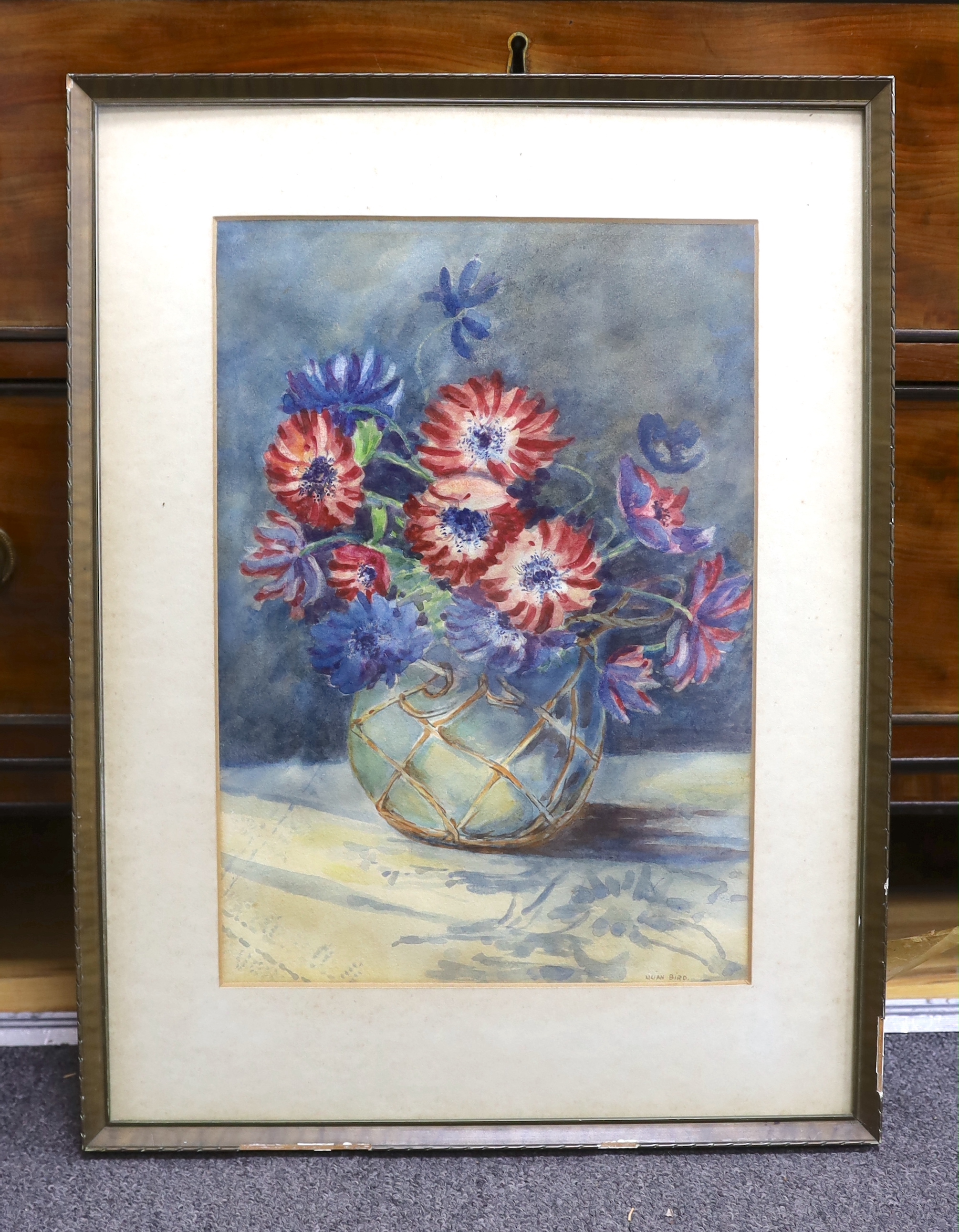 Lilian Bird, watercolour, Still life of flowers in a vase, signed, 37 x 26cm - Image 2 of 5