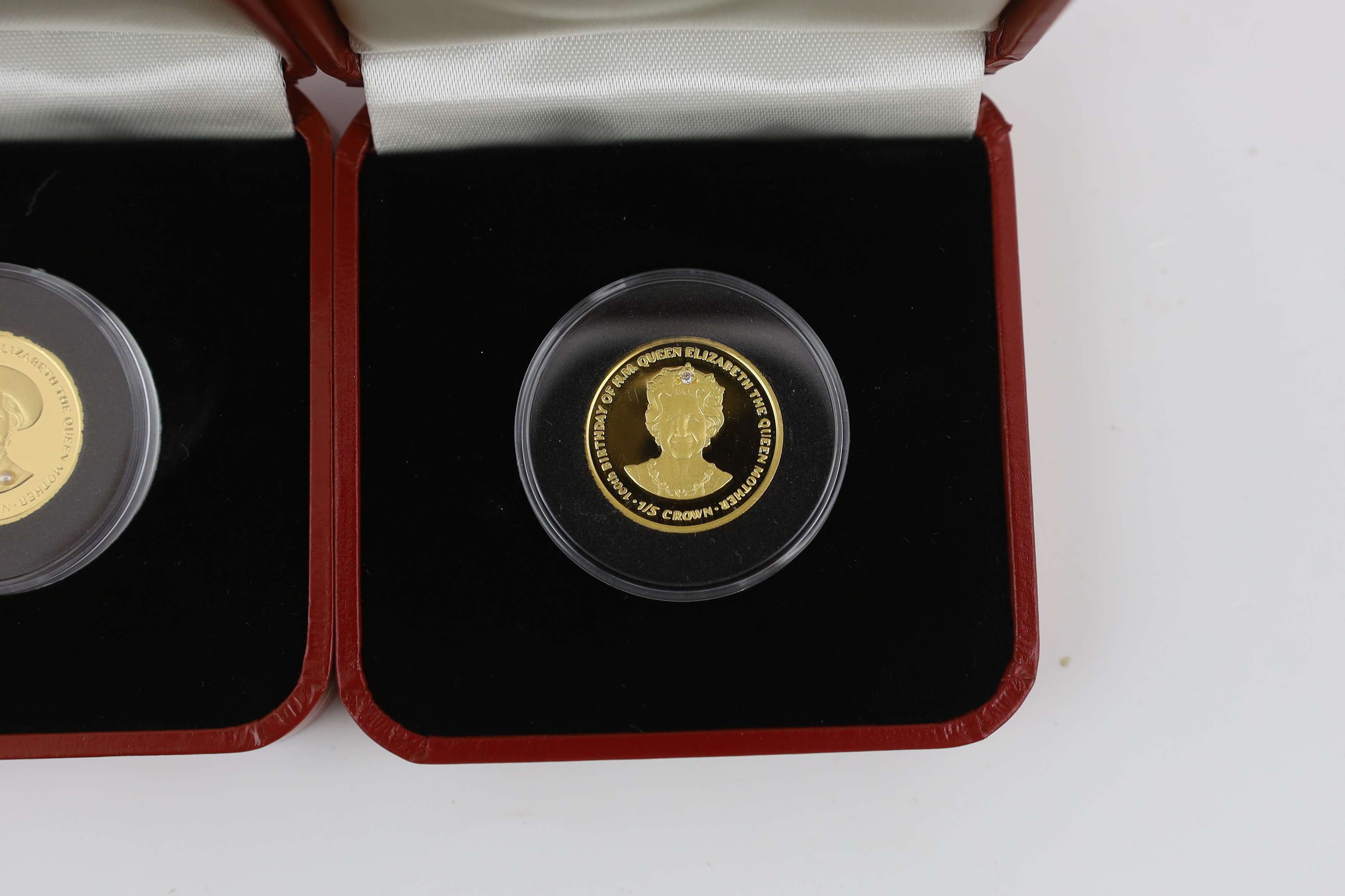 Gold coins - Two Pobjoy mint Isle of Man proof gold 1/5 crown coins, each 6.22g, 999.9/1000 purity - Image 3 of 5