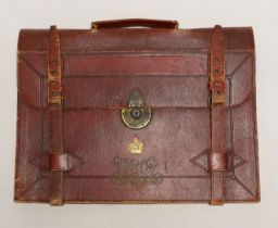A vintage Moroccan red leather briefcase used by Willie Kendall in ‘Diplomacy’, Wickwar