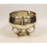 A stylish George V Arts & Crafts silver pedestal bowl, by Edward Barnard & Sons Ltd, London, 1933,