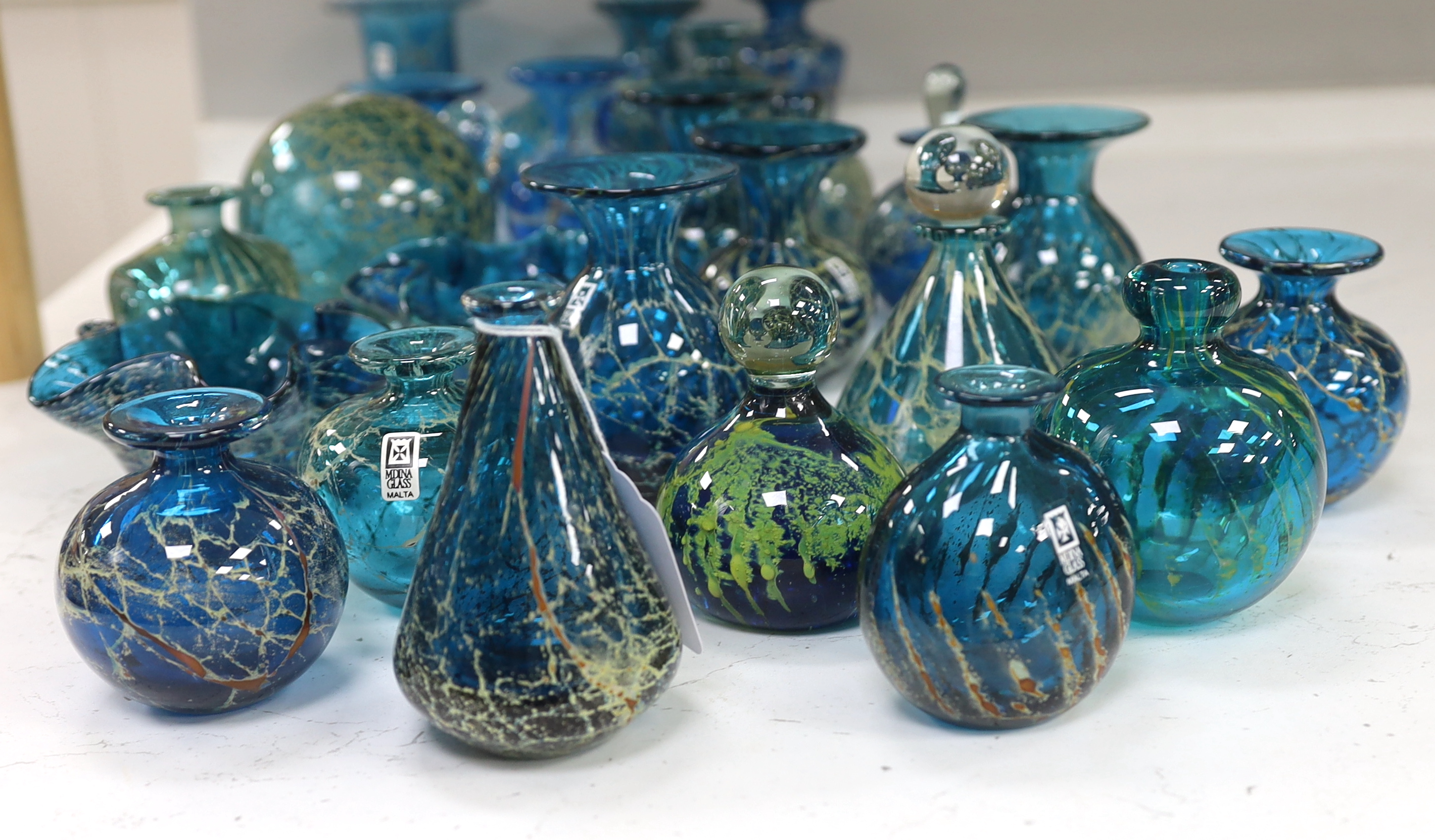 A collection of twenty five Mdina glass vases, bottles and ornaments, sea and sand colour - Image 2 of 5