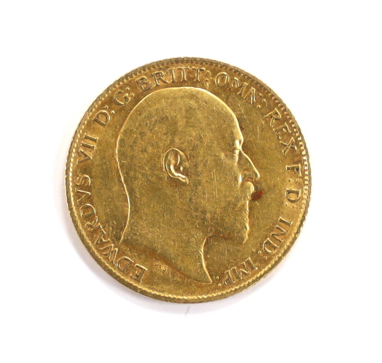 British gold coins, An Edward VII gold half sovereign, 1907, about VF - Image 2 of 2