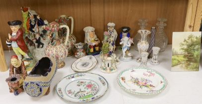 A quantity of mixed ceramics and glass to include Staffordshire, Zsolnay, Spode etc,