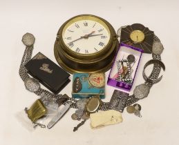 A quantity of mixed collectibles to include an eight day tortoiseshell and metal mounted travel