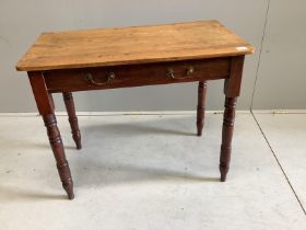 A Victorian pine side table, width 91cm, depth 50cm, height 72cm