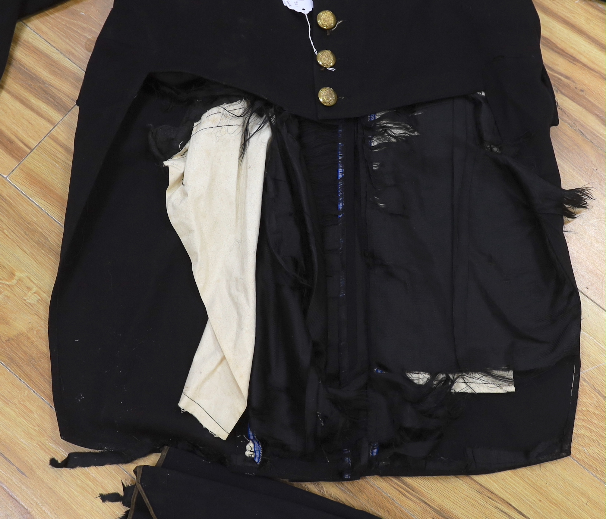 A Military black wool dress uniform, with gold decorative braiding - Image 3 of 5