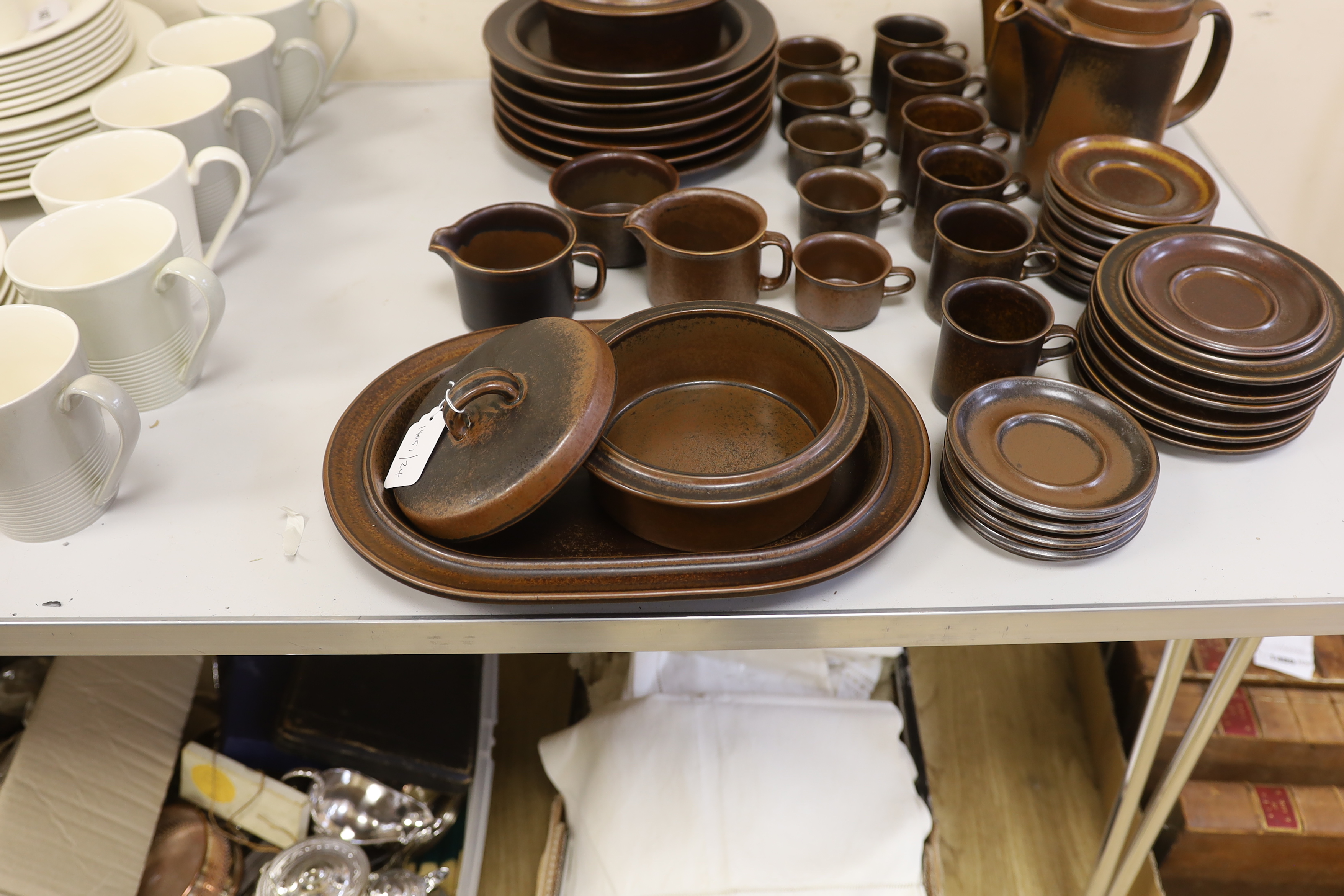 Arabia Ruska, a quantity of stoneware tea and dinnerware including cups and saucers, oval dish and - Image 2 of 5