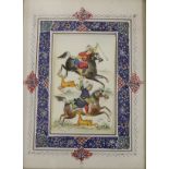A collection of Persian and Indian illuminations, including processions, emperors and attendants and