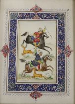 A collection of Persian and Indian illuminations, including processions, emperors and attendants and