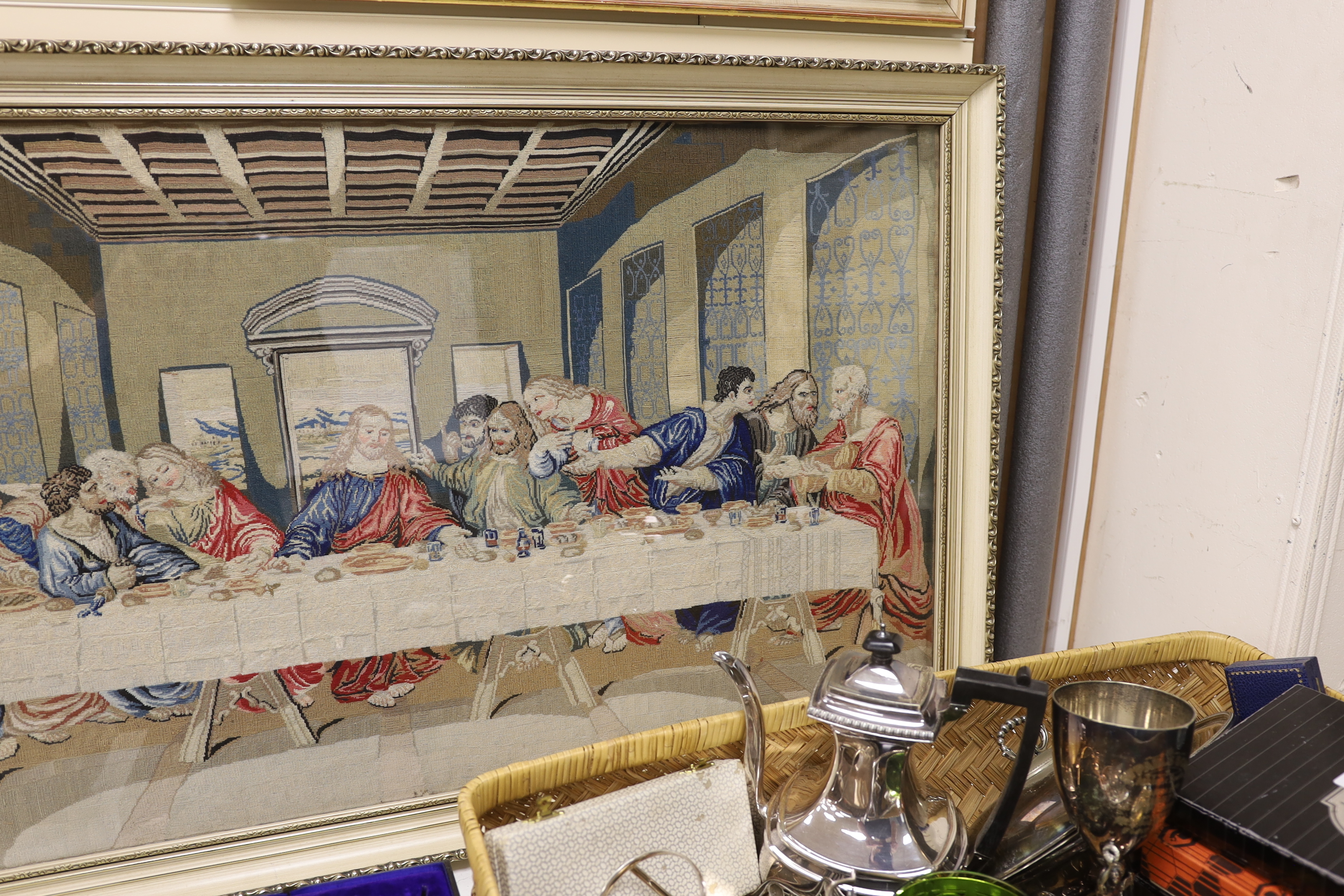 A 20th century fine petit point embroidery of 'The Last Supper', based on Leonardo Da Vinci’s oil - Image 3 of 3