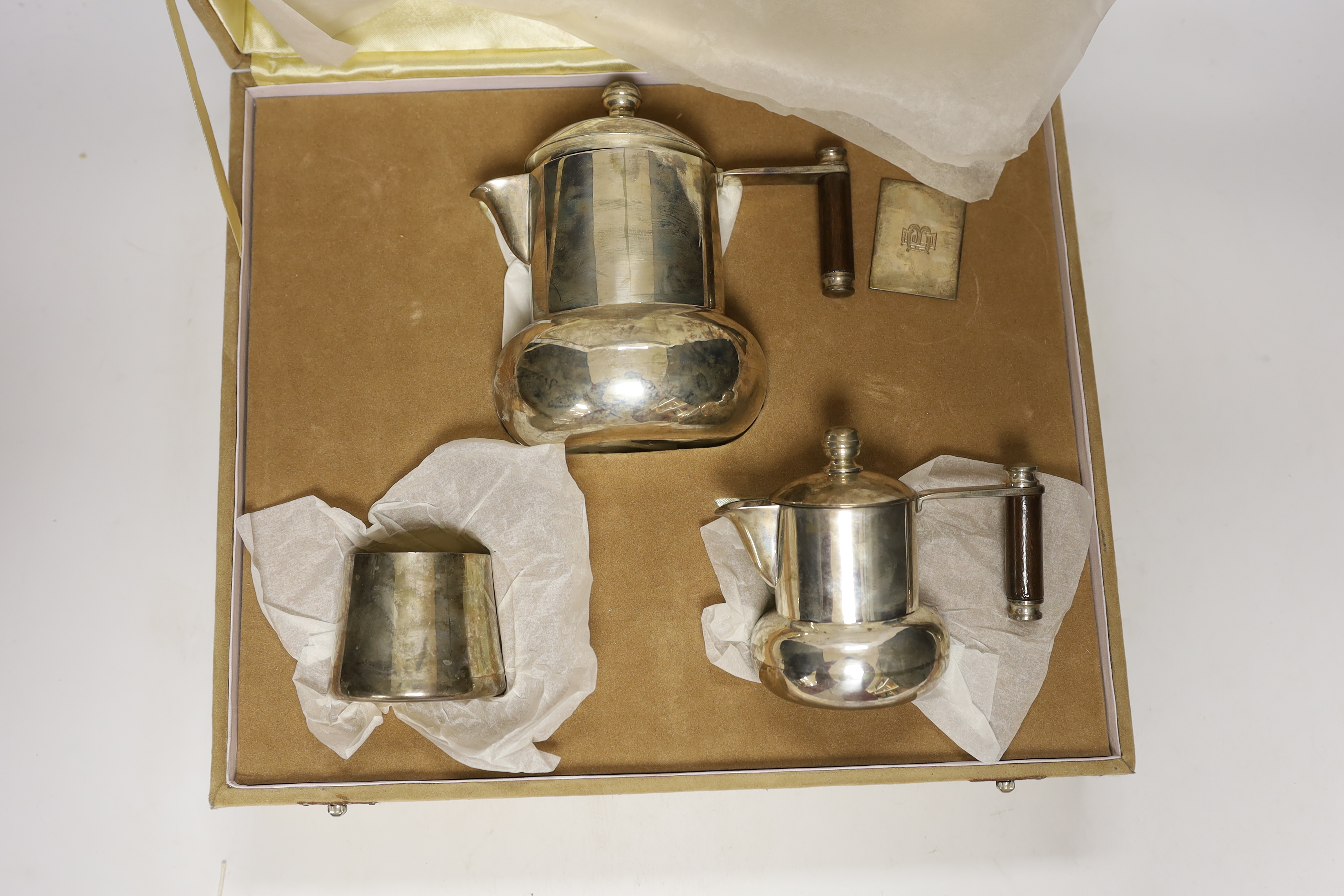 A cased Indian plated tea set, Cooke & Kelvey, Calcutta - Image 2 of 3