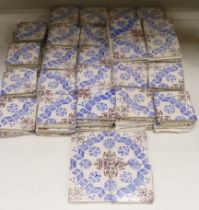 A large collection of French vintage tiles, stamped to reverse