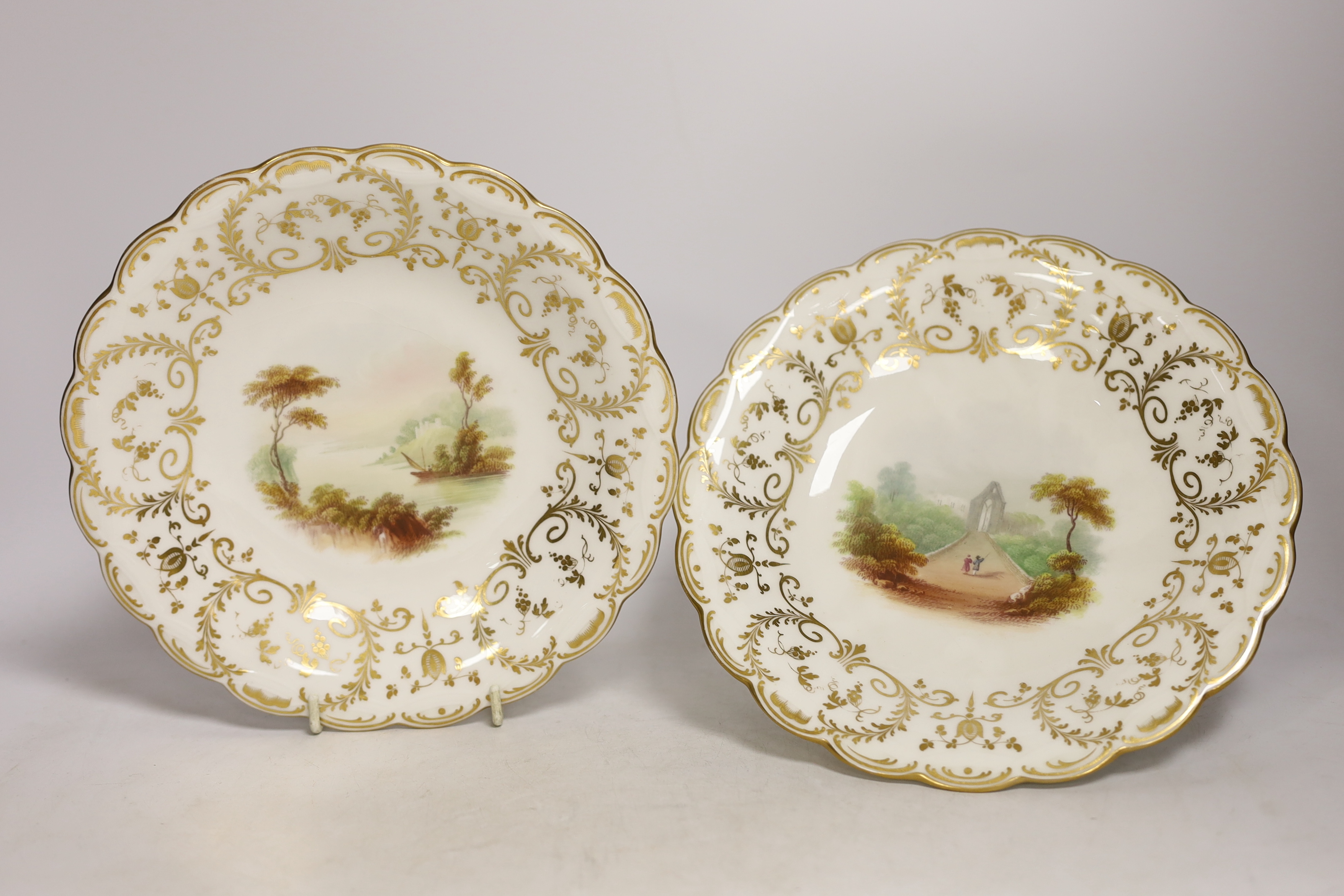 A Minton porcelain landscape painted dessert service, c.1850 - Image 2 of 5