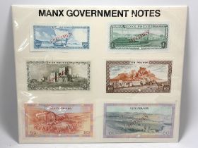 World Banknotes, Isle of Man government, scarce set of six specimen Manx government notes fifty