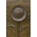 Giovanni Schoeman (1940-1981), bronze plaque, Abstract sunflower, signed, 79 x 54cm