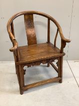 A Chinese elm chair, width 70cm, depth 54cm, height 101cm